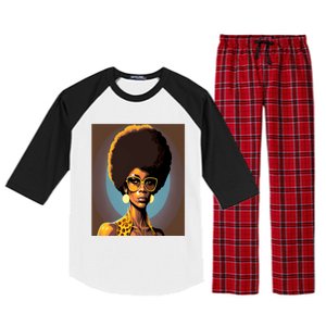 Wo Empowert Retro Afro African American Mom Gift Raglan Sleeve Pajama Set