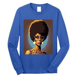 Wo Empowert Retro Afro African American Mom Gift Long Sleeve Shirt