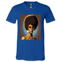 Wo Empowert Retro Afro African American Mom Gift V-Neck T-Shirt