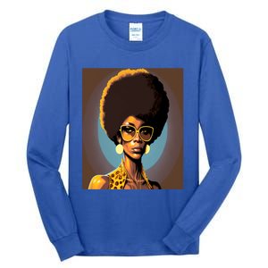 Wo Empowert Retro Afro African American Mom Gift Tall Long Sleeve T-Shirt