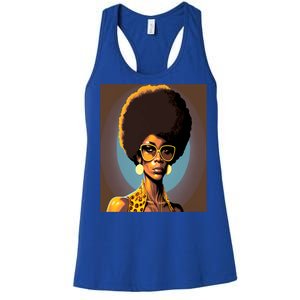 Wo Empowert Retro Afro African American Mom Gift Women's Racerback Tank