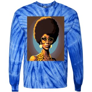 Wo Empowert Retro Afro African American Mom Gift Tie-Dye Long Sleeve Shirt