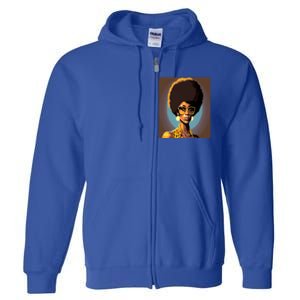 Wo Empowert Retro Afro African American Mom Gift Full Zip Hoodie