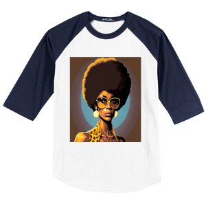 Wo Empowert Retro Afro African American Mom Gift Baseball Sleeve Shirt