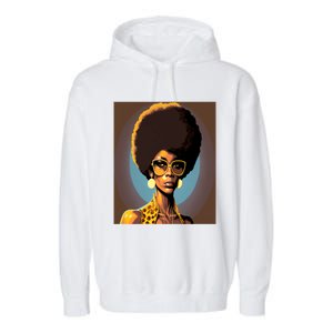 Wo Empowert Retro Afro African American Mom Gift Garment-Dyed Fleece Hoodie