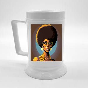 Wo Empowert Retro Afro African American Mom Gift Beer Stein