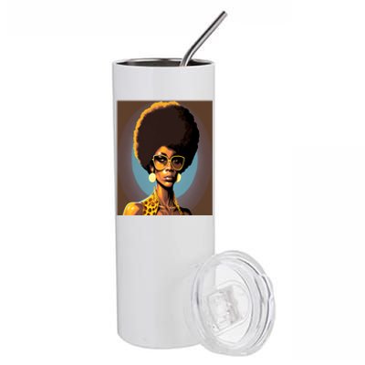 Wo Empowert Retro Afro African American Mom Gift Stainless Steel Tumbler