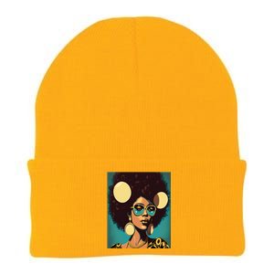 Wo Empowert Retro Afro African American Mom Gift Knit Cap Winter Beanie