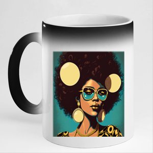 Wo Empowert Retro Afro African American Mom Gift 11oz Black Color Changing Mug