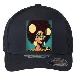 Wo Empowert Retro Afro African American Mom Gift Flexfit Unipanel Trucker Cap