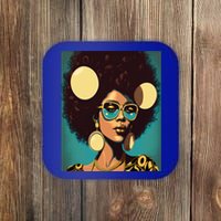 Wo Empowert Retro Afro African American Mom Gift Coaster