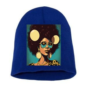 Wo Empowert Retro Afro African American Mom Gift Short Acrylic Beanie