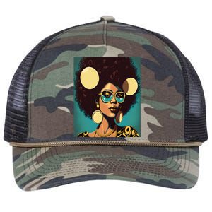 Wo Empowert Retro Afro African American Mom Gift Retro Rope Trucker Hat Cap