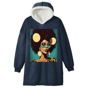 Wo Empowert Retro Afro African American Mom Gift Hooded Wearable Blanket