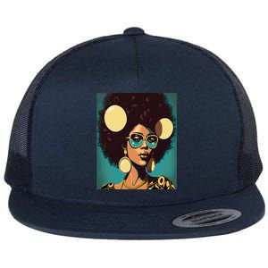 Wo Empowert Retro Afro African American Mom Gift Flat Bill Trucker Hat