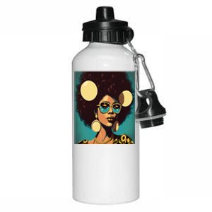 Wo Empowert Retro Afro African American Mom Gift Aluminum Water Bottle