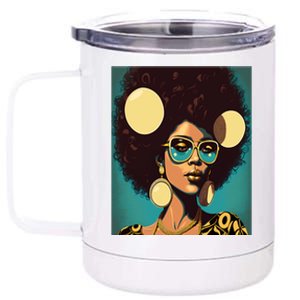 Wo Empowert Retro Afro African American Mom Gift 12 oz Stainless Steel Tumbler Cup