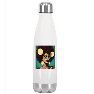 Wo Empowert Retro Afro African American Mom Gift Stainless Steel Insulated Water Bottle