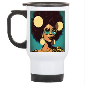 Wo Empowert Retro Afro African American Mom Gift Stainless Steel Travel Mug