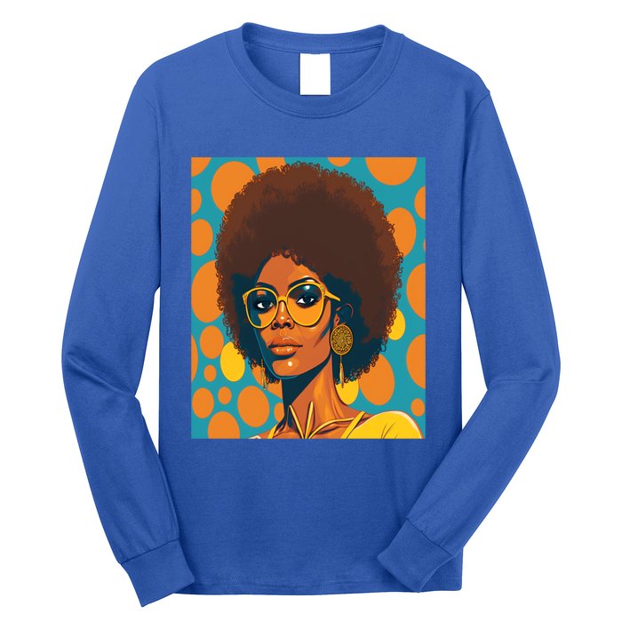 Wo Empowert Retro Afro African American Mom Gift Long Sleeve Shirt