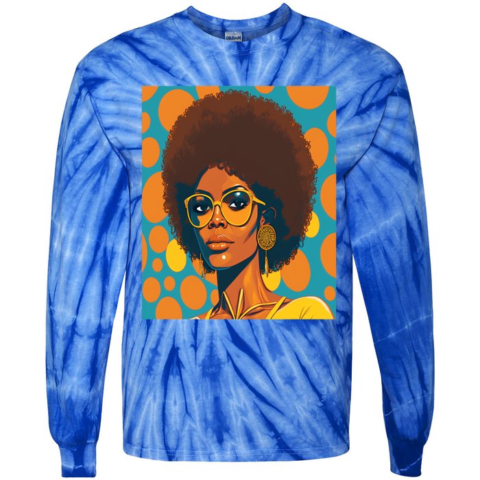 Wo Empowert Retro Afro African American Mom Gift Tie-Dye Long Sleeve Shirt