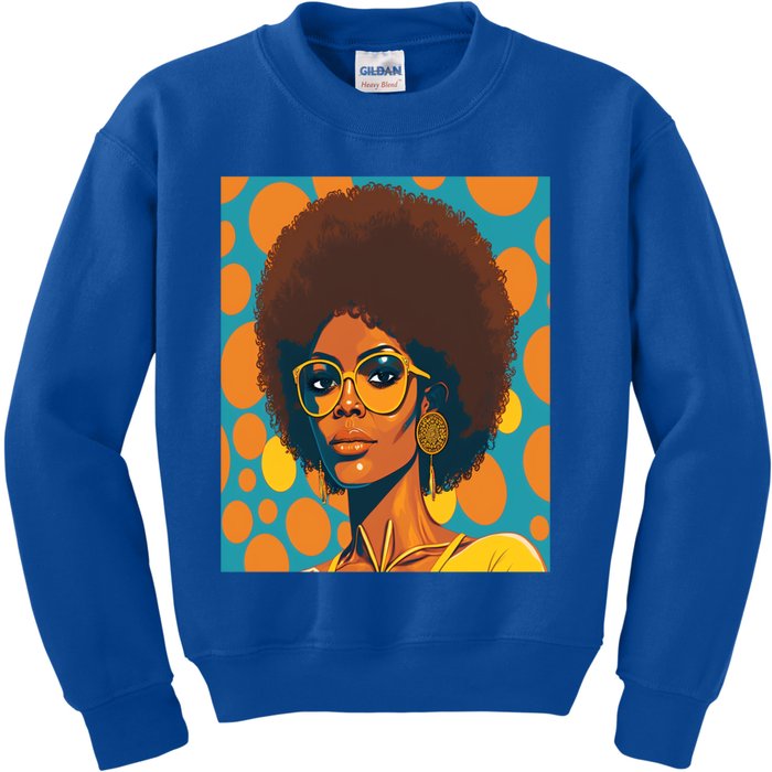 Wo Empowert Retro Afro African American Mom Gift Kids Sweatshirt