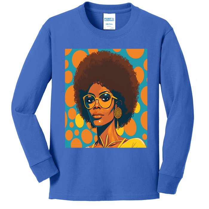 Wo Empowert Retro Afro African American Mom Gift Kids Long Sleeve Shirt