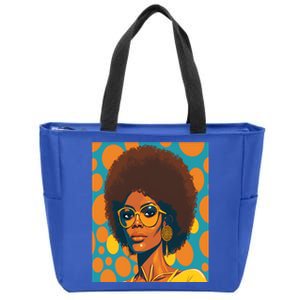 Wo Empowert Retro Afro African American Mom Gift Zip Tote Bag