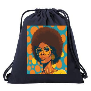 Wo Empowert Retro Afro African American Mom Gift Drawstring Bag