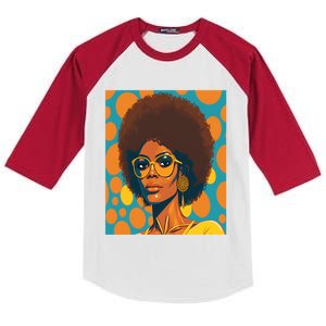 Wo Empowert Retro Afro African American Mom Gift Kids Colorblock Raglan Jersey