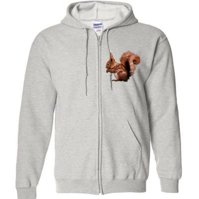 Watercolor Eurasian Red Squirrel Full Zip Hoodie