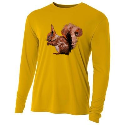 Watercolor Eurasian Red Squirrel Cooling Performance Long Sleeve Crew