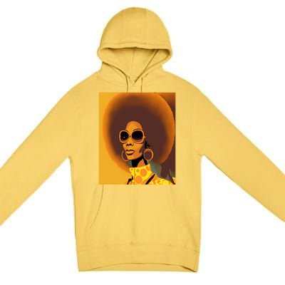 Wo Empowert Retro Afro African American Mom Cute Gift Premium Pullover Hoodie