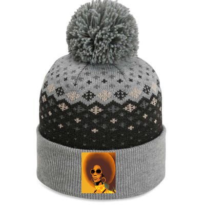 Wo Empowert Retro Afro African American Mom Cute Gift The Baniff Cuffed Pom Beanie