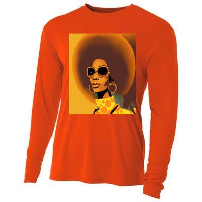 Wo Empowert Retro Afro African American Mom Cute Gift Cooling Performance Long Sleeve Crew