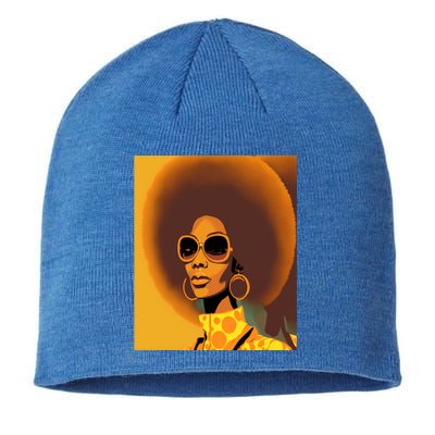 Wo Empowert Retro Afro African American Mom Cute Gift Sustainable Beanie