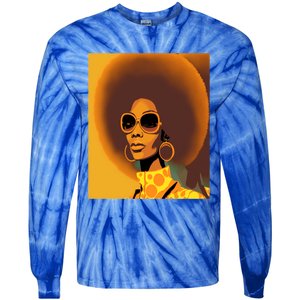 Wo Empowert Retro Afro African American Mom Cute Gift Tie-Dye Long Sleeve Shirt