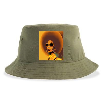 Wo Empowert Retro Afro African American Mom Cute Gift Sustainable Bucket Hat