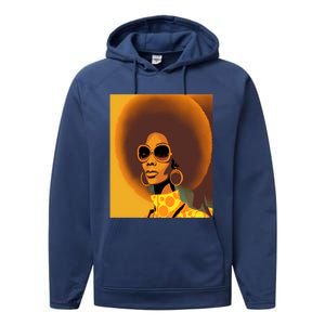 Wo Empowert Retro Afro African American Mom Cute Gift Performance Fleece Hoodie