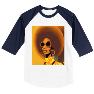 Wo Empowert Retro Afro African American Mom Cute Gift Baseball Sleeve Shirt