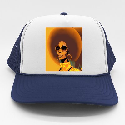 Wo Empowert Retro Afro African American Mom Cute Gift Trucker Hat