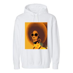 Wo Empowert Retro Afro African American Mom Cute Gift Garment-Dyed Fleece Hoodie