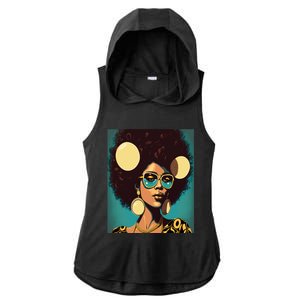 Wo Empowert Retro Afro African American Mom Meaningful Gift Ladies PosiCharge Tri-Blend Wicking Draft Hoodie Tank