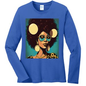 Wo Empowert Retro Afro African American Mom Meaningful Gift Ladies Long Sleeve Shirt