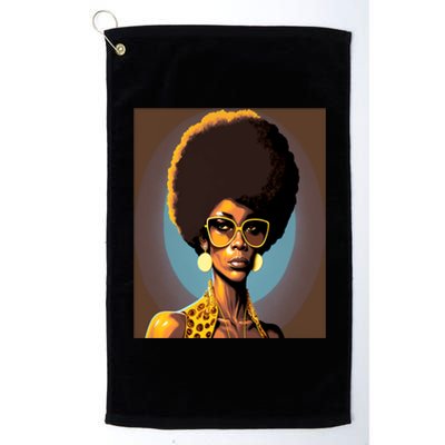 Wo Empowert Retro Afro African American Mom Gift Platinum Collection Golf Towel