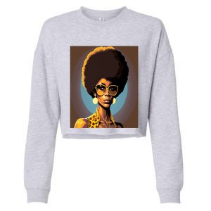 Wo Empowert Retro Afro African American Mom Gift Cropped Pullover Crew