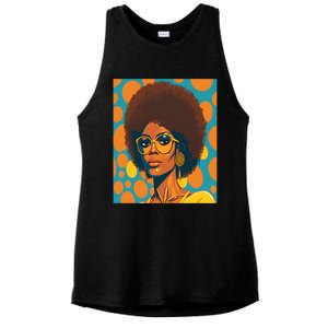 Wo Empowert Retro Afro African American Mom Gift Ladies PosiCharge Tri-Blend Wicking Tank