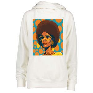 Wo Empowert Retro Afro African American Mom Gift Womens Funnel Neck Pullover Hood