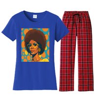 Wo Empowert Retro Afro African American Mom Gift Women's Flannel Pajama Set