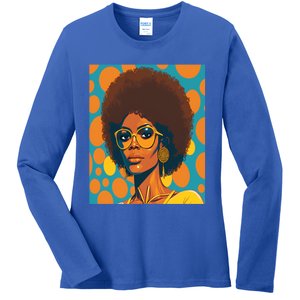 Wo Empowert Retro Afro African American Mom Gift Ladies Long Sleeve Shirt